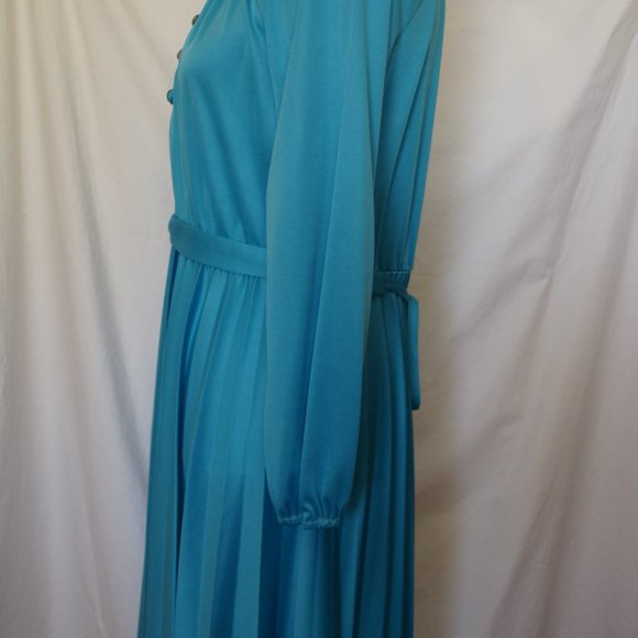Sunshine Alley Blue Turquoise Pleated Skirt Dress Vintage - Picture 7 of 12